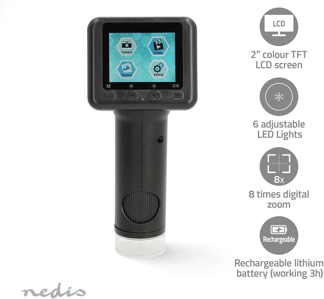 Microscope Camera - Maximum battery play time: 5 hrs - Built-in microphone - 1080P - up to 48MP - 2”