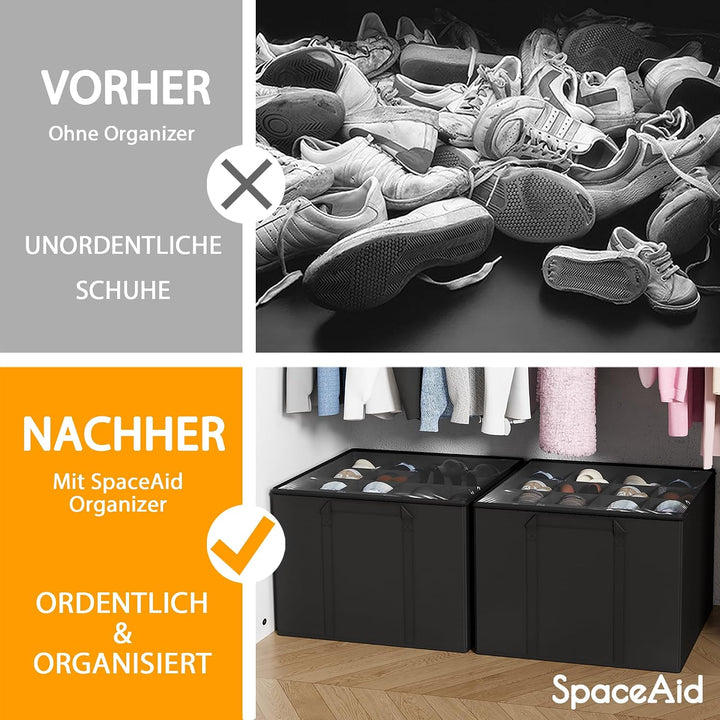 SpaceAid Schuh-Organizer für Schrank, 2 Stück, faltbare Schuhaufbewahrungsbehälter, Körbe, Boxen mit