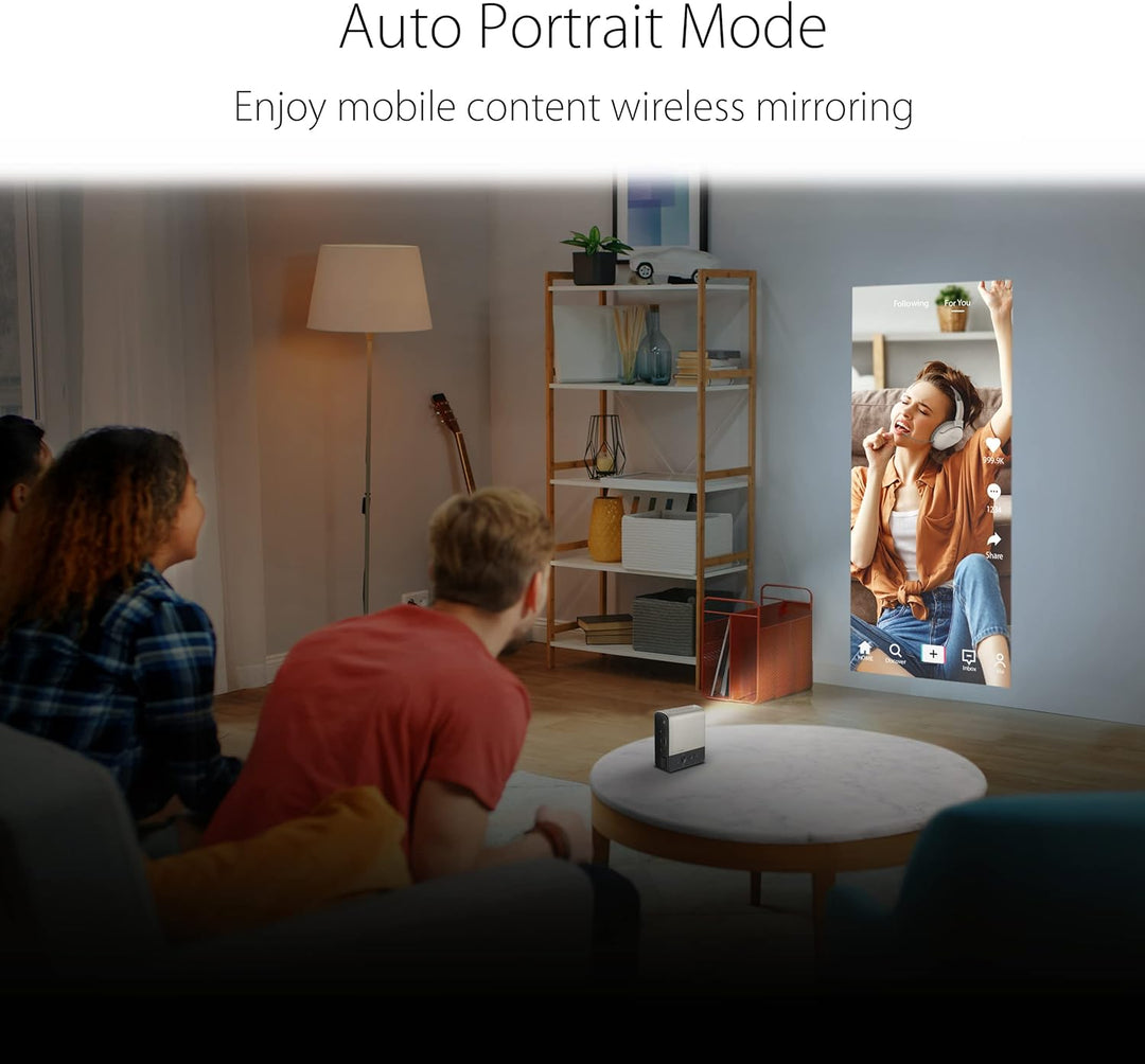 ASUS ZenBeam E2 Mini-LED Projektor (Beamer, Auto-Portrait-Modus, 300 LED-Lumen, WVGA, kabellose Proj