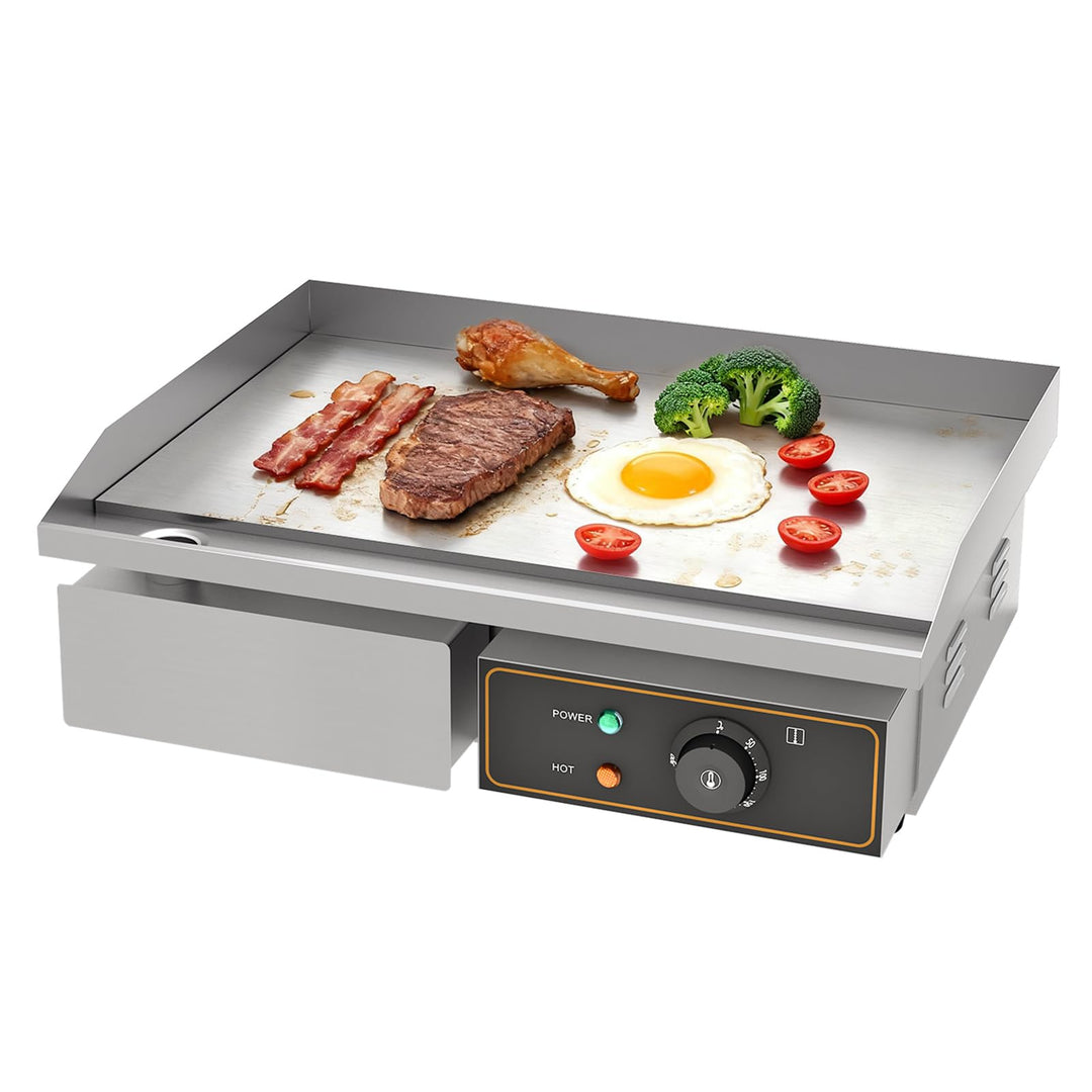 Grillplatte Elektrisch glatt Bratplatte, Elektrogrill mit 55 x 34 cm Grillfläche aus Gusseisen,Profi