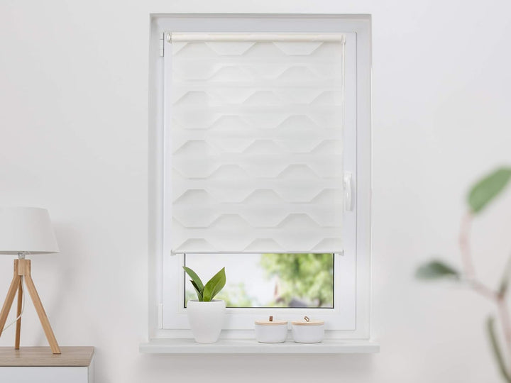 K-home Klemmfix-Doppelrollo Trapez, Weiss, 110 x 150 cm, 110 x 150 cm