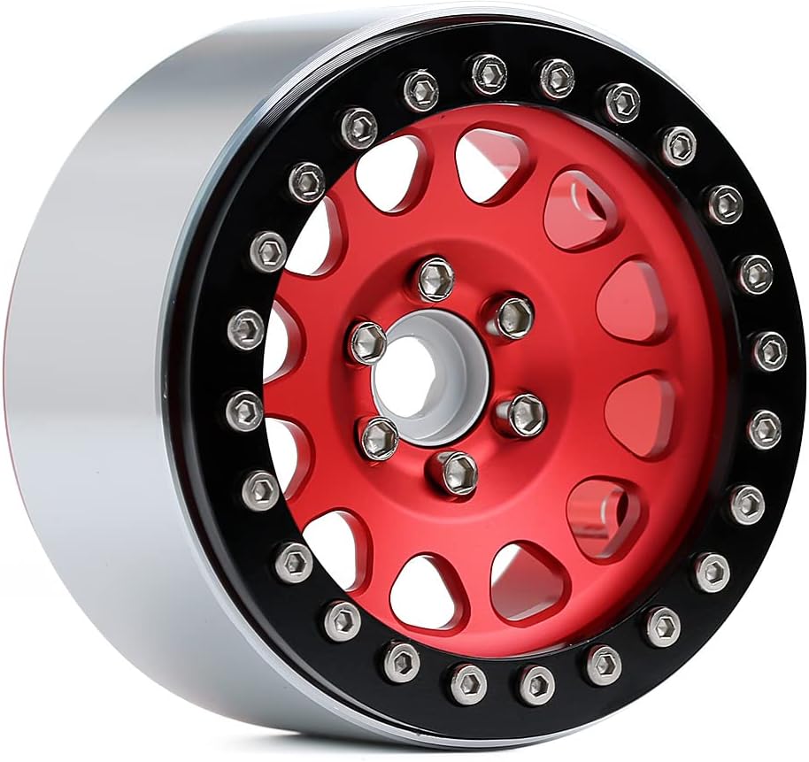 INJORA 4 Stücke 2,2 Beadlock Felgen Metall Räder Felge Set für 1:10 RC Rock Crawler Axial SCX10 RR10