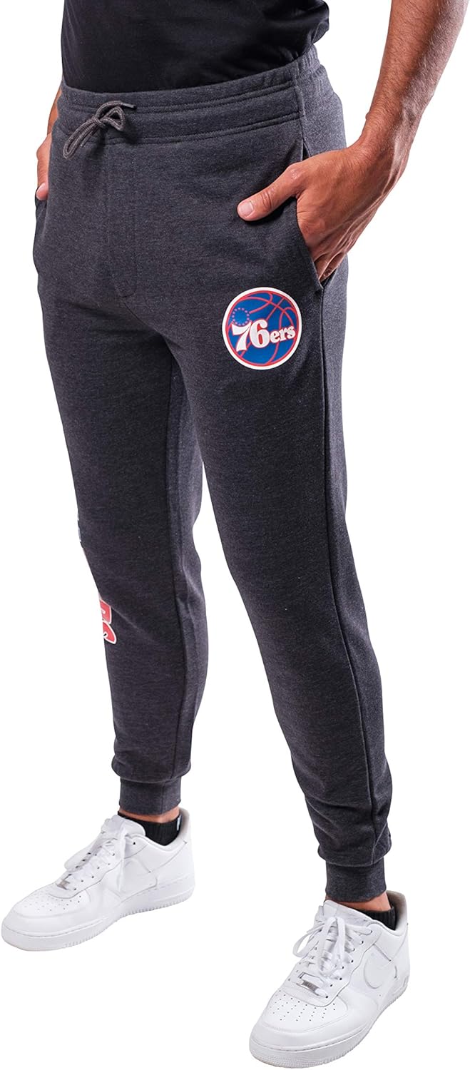 Ultra Game NBA Herren Super Soft Active Jogger Sweatpants Philadelphia 76ers L Schwarz Meliert, Phil