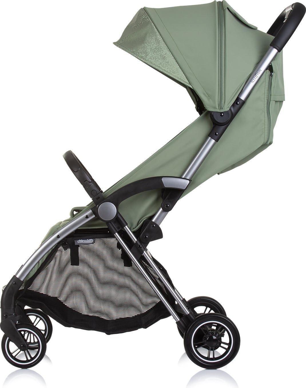 Chipolino Kinderwagen Illusion klappbar, verstellbare Fussstütze, Federung, Korb grün, grün