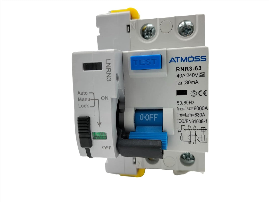 FI Schutzschalter + automatische Wiederverbindung 2 Polig 40A 30MA | FI Fehlerstrom-Schutzschalter +