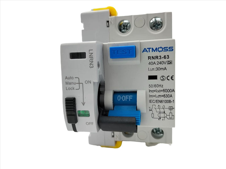 FI Schutzschalter + automatische Wiederverbindung 2 Polig 40A 30MA | FI Fehlerstrom-Schutzschalter +