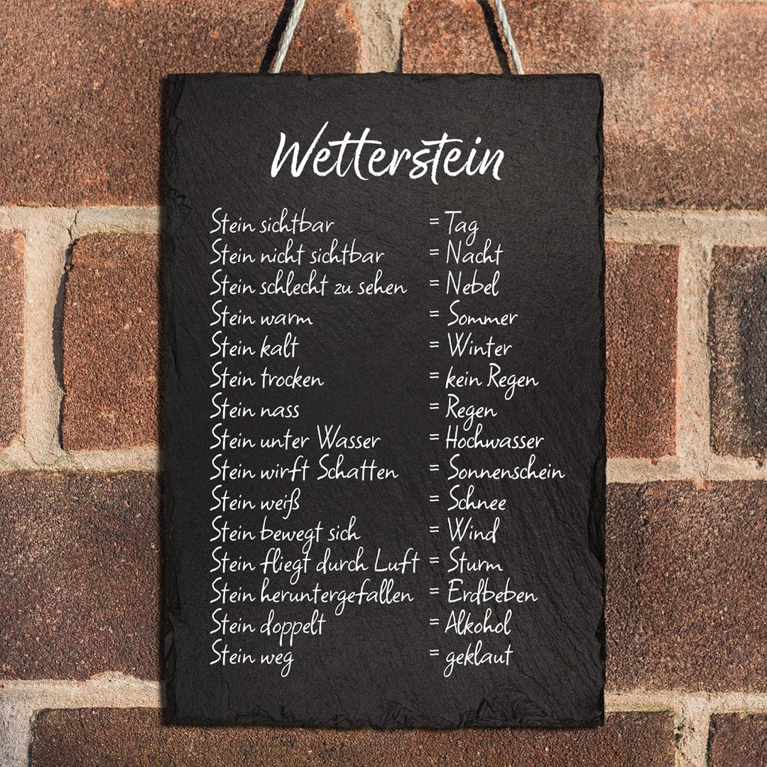 Finest Folia Wetterstein Wetterstation 20x30cm Schieferplatte für Garten Balkon Deko Schiefertafel T