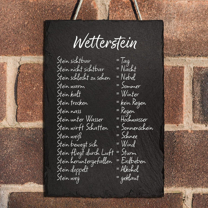 Finest Folia Wetterstein Wetterstation 20x30cm Schieferplatte für Garten Balkon Deko Schiefertafel T