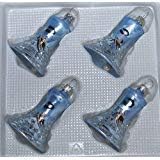 Christbaumkugel-Glocke 4Stck. eisblau mit Silber Winterlandschaft 5cm mundgeblasen und von Hand deko