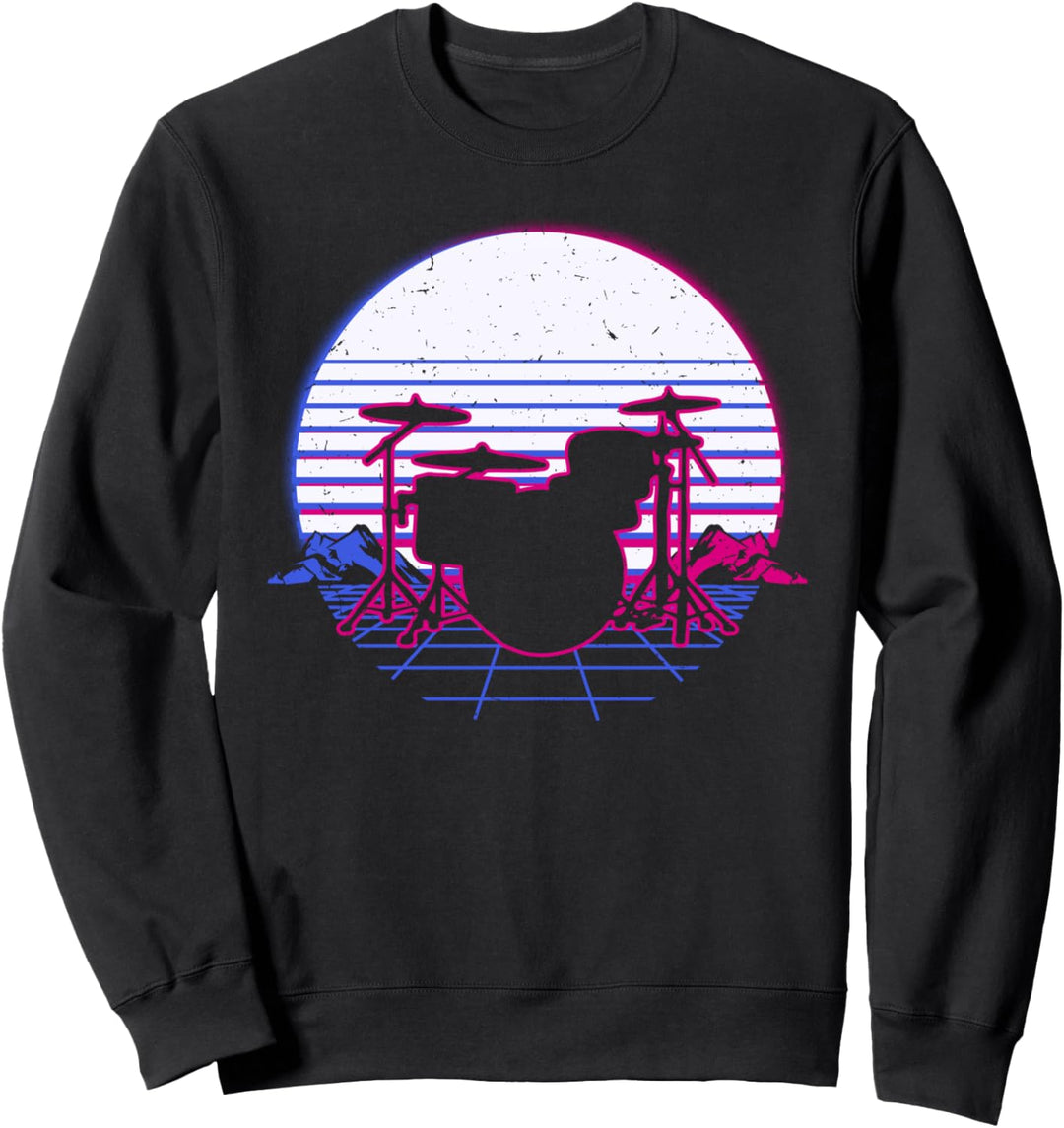 Schlagzeug Schlagzeuger Musik Retro Vintage Sunset Geschenk Sweatshirt