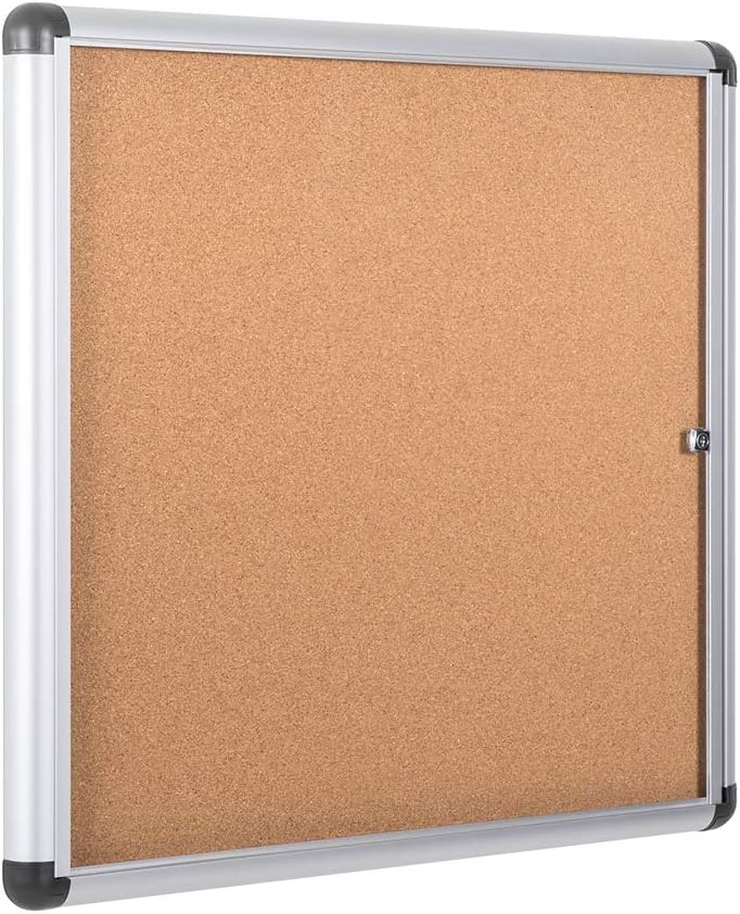 Bi-Office Schaukasten Vitrine"Enclore Extra", Kork, geeignet für 6 x DIN A4, silberner Aluminiumrahm