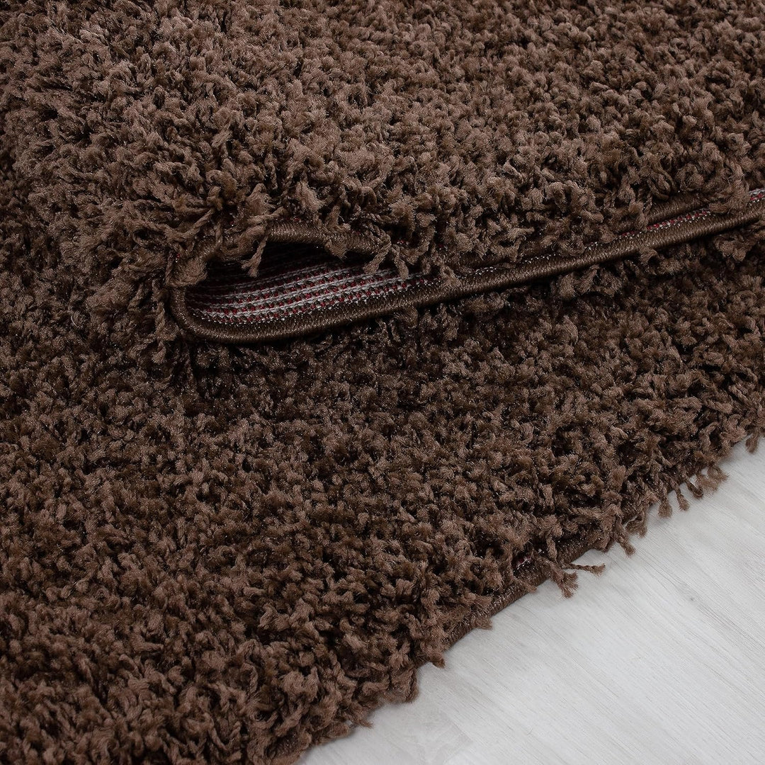 Moderner Hochflor Teppich Läufer Flur 80 x 150 cm Braun - Shaggy Flauschiger Teppich, Extra Weich un