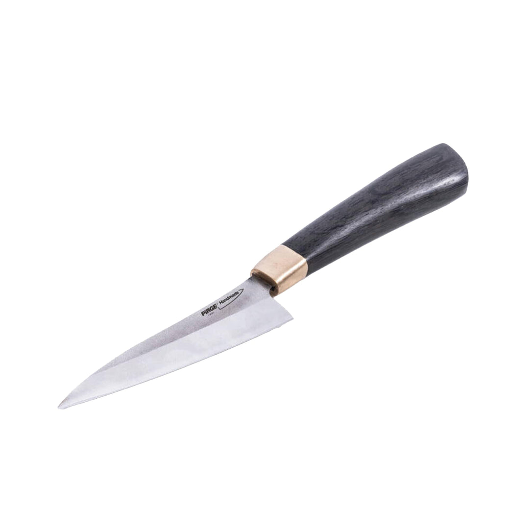 Pirge Handmade X KROP Küchenmesser | 11 cm Gemüsemesser | 60 HRC Edelstahl, 1500 Jahre altem Mooreic