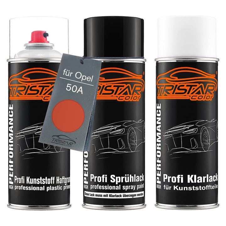 TRISTARcolor Autolack Spray Set Kunststoff für Opel 50A Terrakottarot | Terra Cotta Red, Sprühdosen-