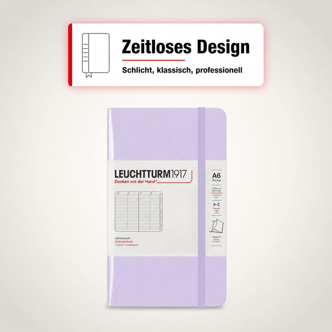 LEUCHTTURM1917 370361 Adressbuch Pocket (A6), Hardcover, Lilac Lilac Pocket (A6), Lilac Pocket (A6)