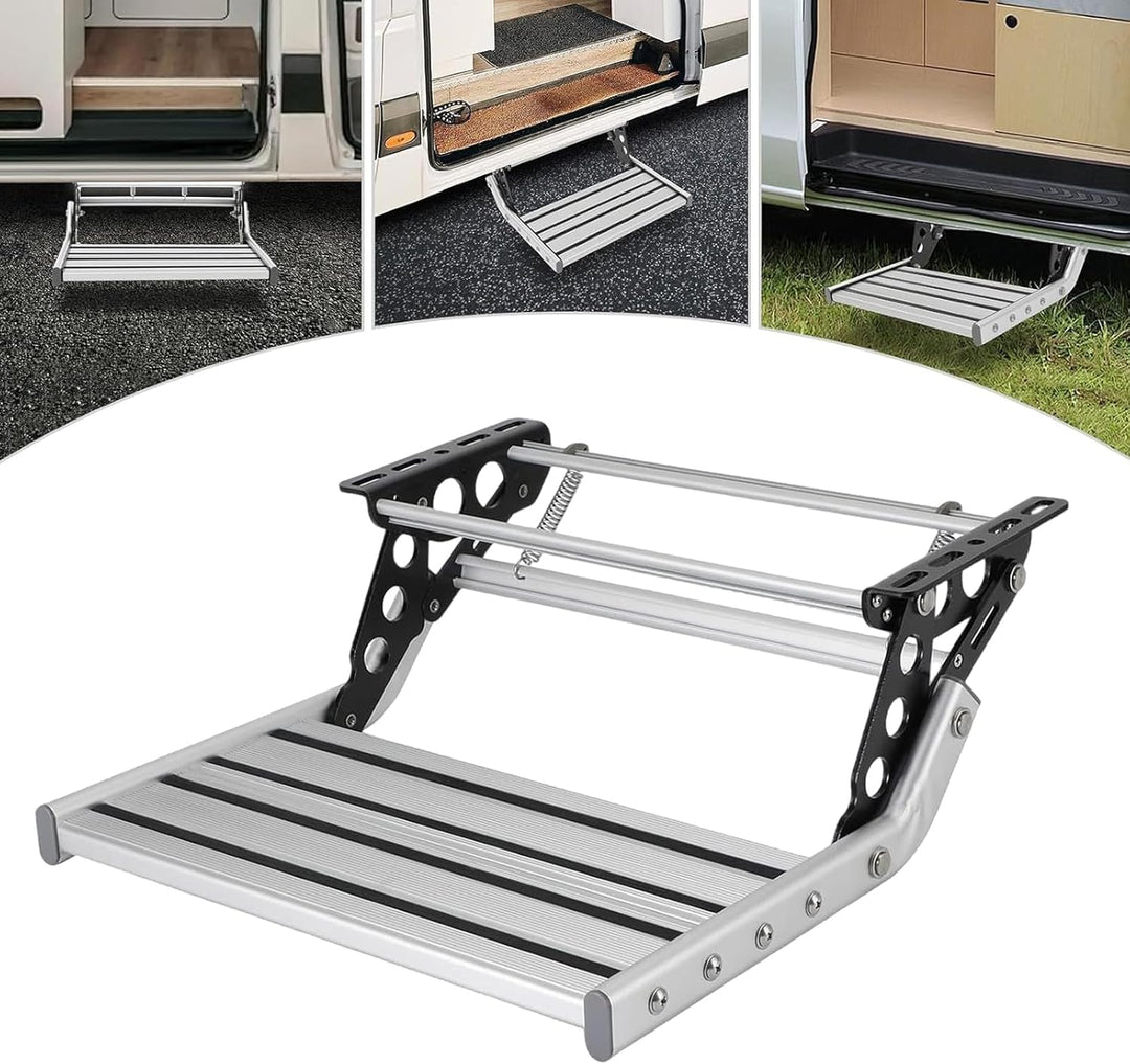 Manuelle Wohnmobil Treppe, Alu Einzelschicht Wohnmobiltrittstufen mit Anti-Slip-Streifen, Wohnwagen