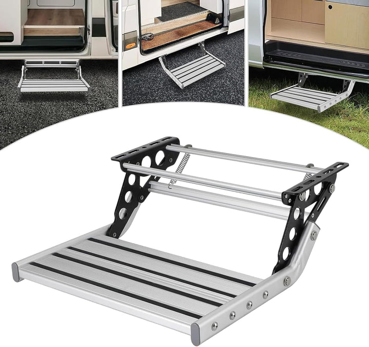 Manuelle Wohnmobil Treppe, Alu Einzelschicht Wohnmobiltrittstufen mit Anti-Slip-Streifen, Wohnwagen