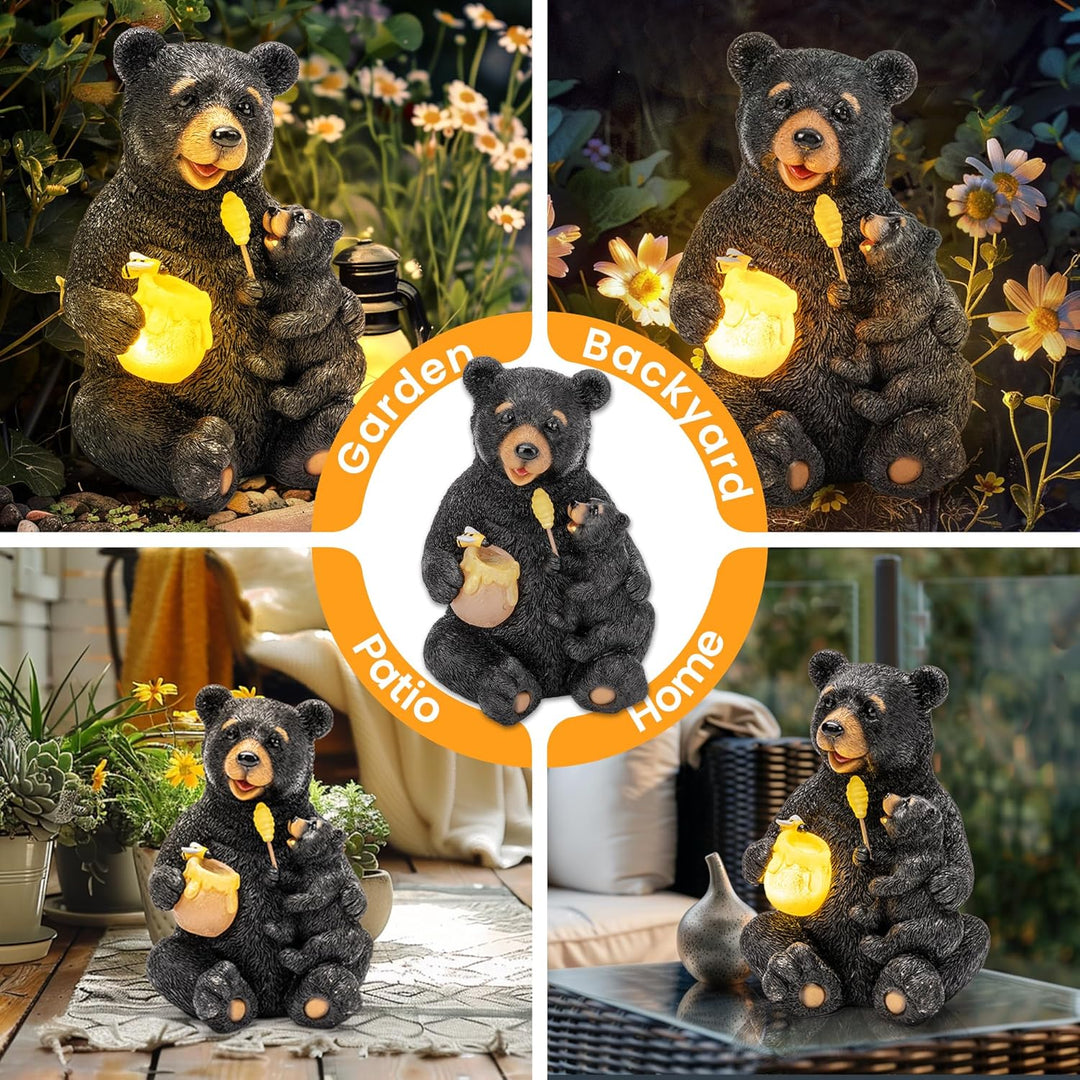 GIGALUMI Solar Garten Statuen Liebender Bär Figur Lichter für draussen, Hof, Garten Dekor Einzigarti