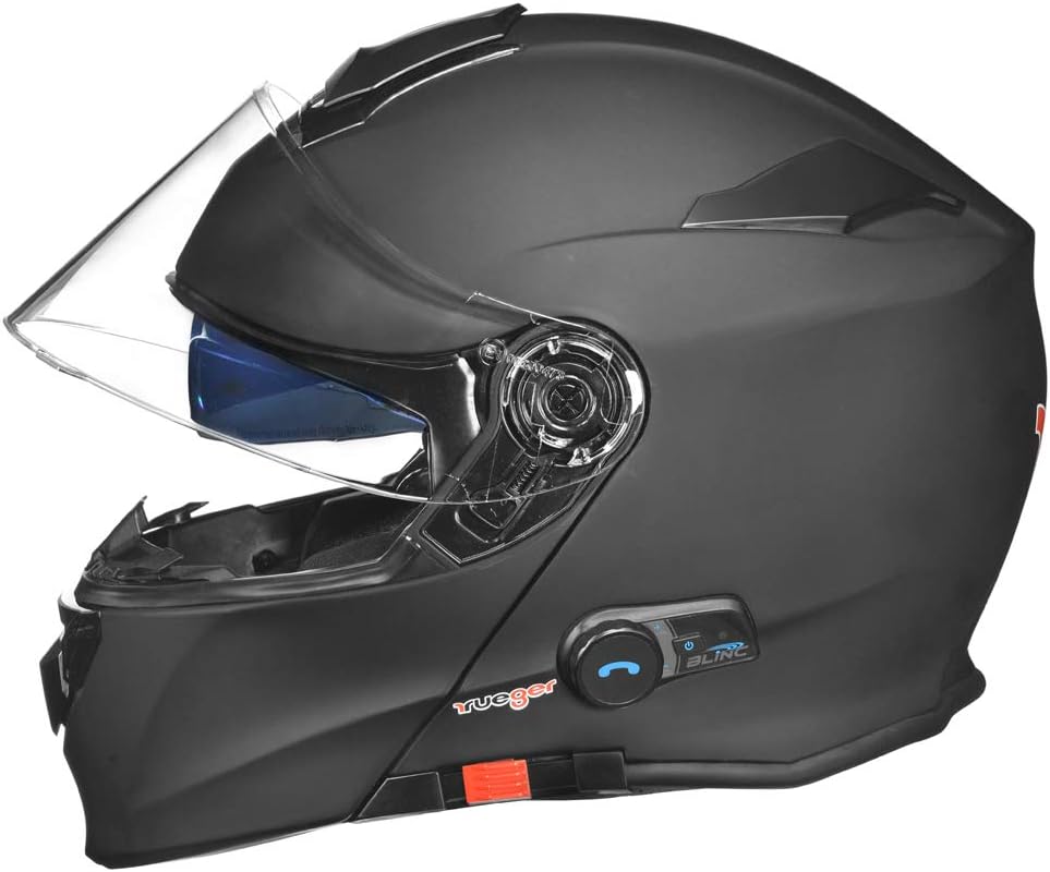 RS-983 Bluetooth Klapphelm Motorradhelm Conzept Motorrad Modular Helm rueger Schwarz Matt S (55-56),