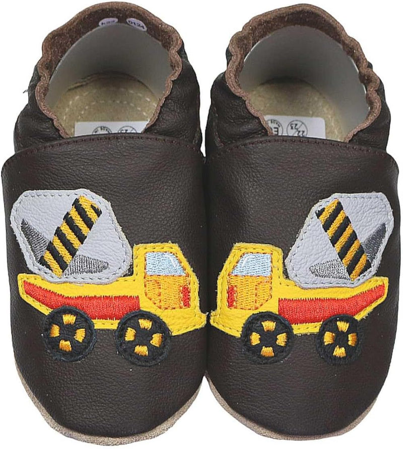 HOBEA-Germany Kitaschuhe Safestep, Kinderhausschuhe, Lederschuhe 20/21 EU Betonmischer Braun, 20/21
