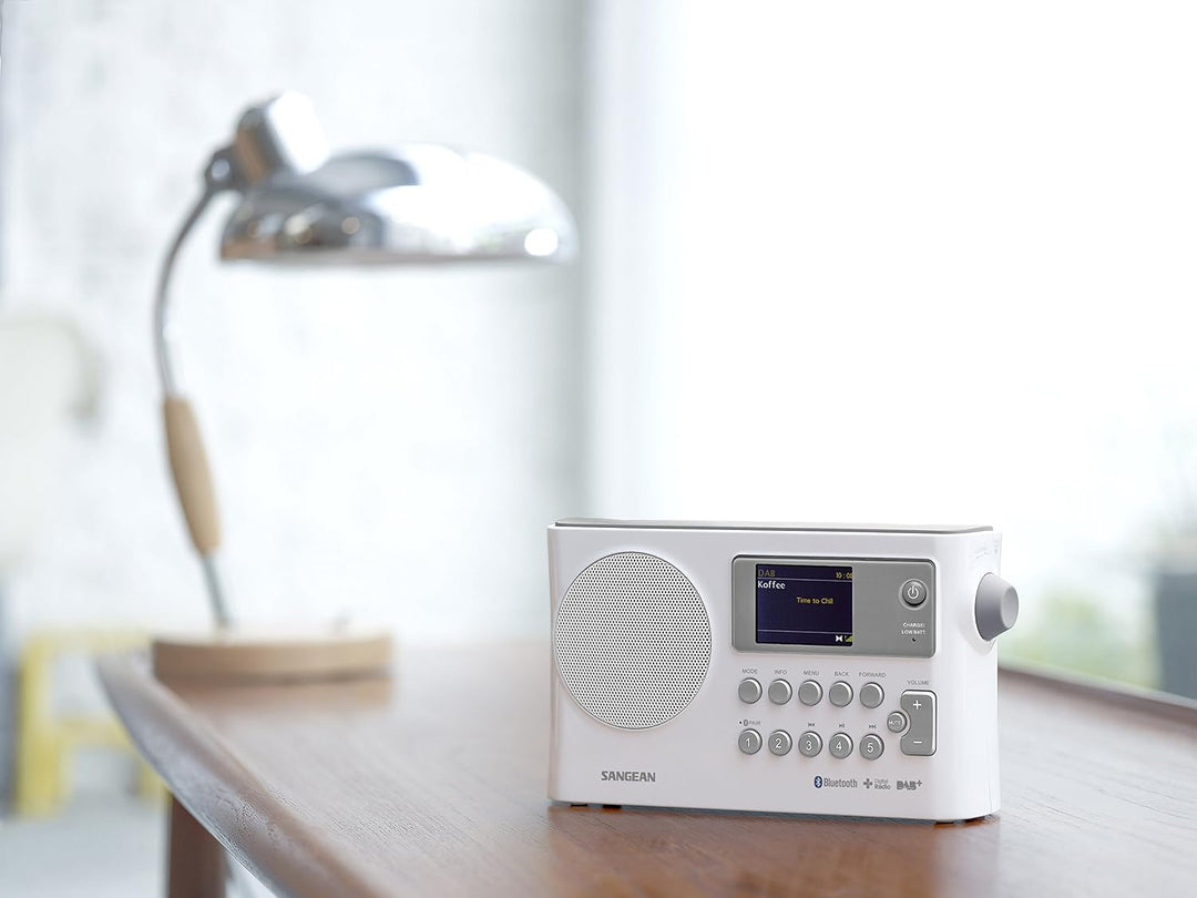 Sangean BTR-160 tragbares Digitalradio (DAB+/UKW-RDS/Bluetooth/Dual-Alarm) weiss