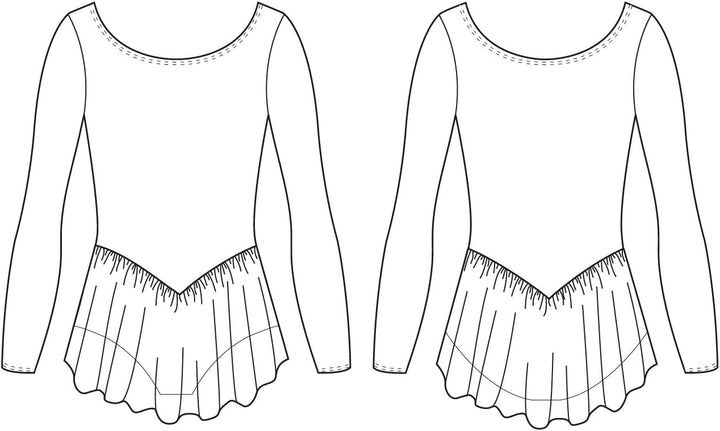 Kinder Ballettanzug, ROSA, langarm mit schönem Voile-Röckchen Rosa 6-7 J., Rosa 6-7 J.