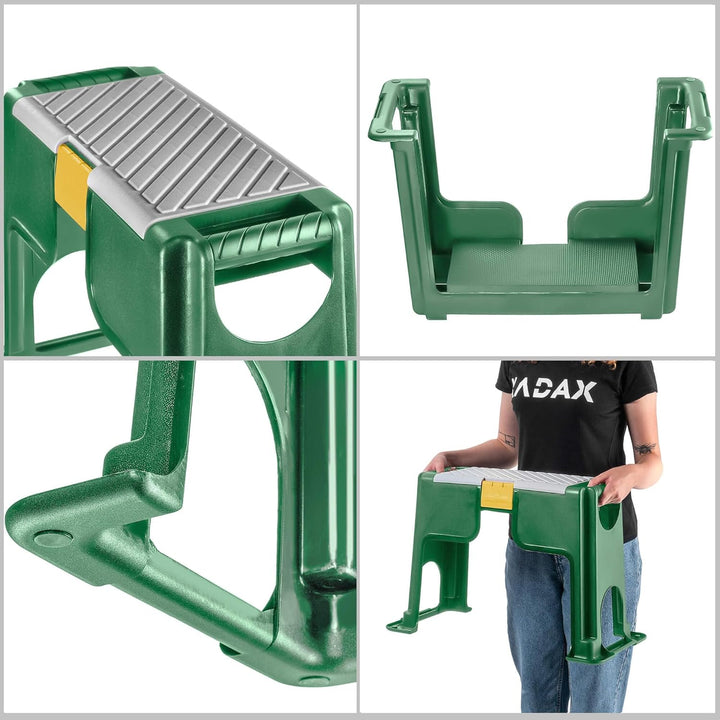 KADAX Gartenhocker, 56.5 x 28 x 37 cm, Kniebank für Gartenarbeiten, 2in1 Kniebank und Tritthocker au