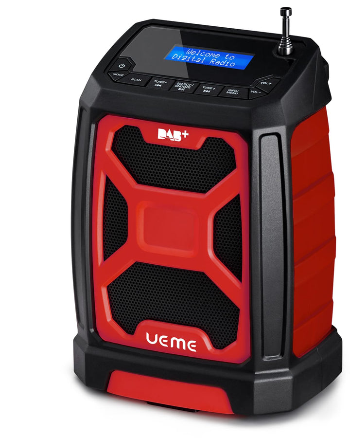 Baustellenradio Mit Akku Aufladbar (6000mAh), Tragbares DAB+/FM Radio, Bluetooth Lautsprecher &amp; Dual