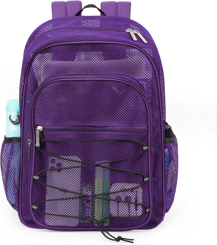 TINYAT Netz-Rucksack für Damen und Herren, strapazierfähig, durchsichtig, transparent, für Strand, R