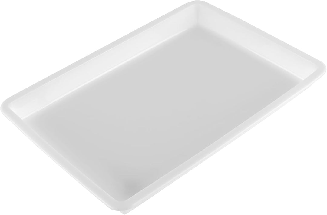 SINJEUN 12 Stück Kunsttabletts Weiss aus Kunststoff, 39,5 x 28,5 x 4 cm Materialschalen Stapelbar Ak