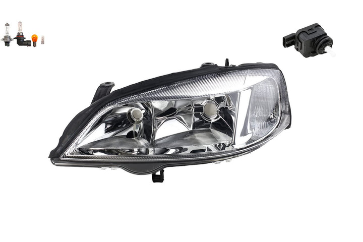 Johns, Scheinwerfer passend für Opel Astra G 98-05 Links + Leuchtmittel mit Stellmotor