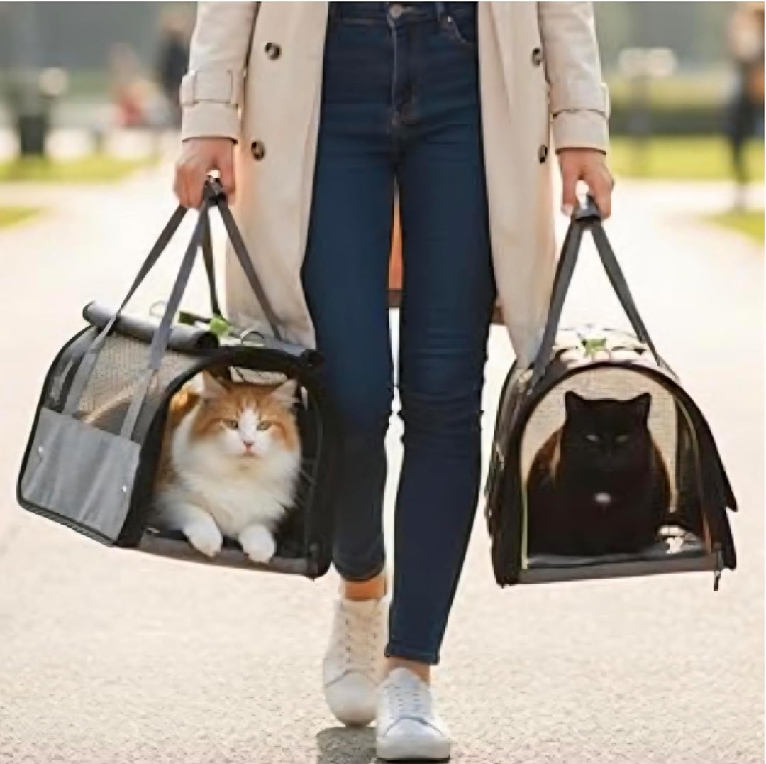 BRAVE PAWS Perdeli Flybag Transporttasche für Katzen und Hunde – Reissfestes Netz, Flugtauglich, Was