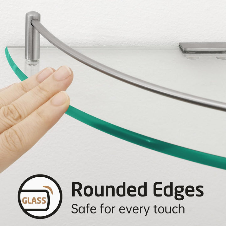 KES Duschablage Glas Eckregal Glasregal 7 mm Hartglas Glasablage für Badezimmer Regal Wandregal Dusc