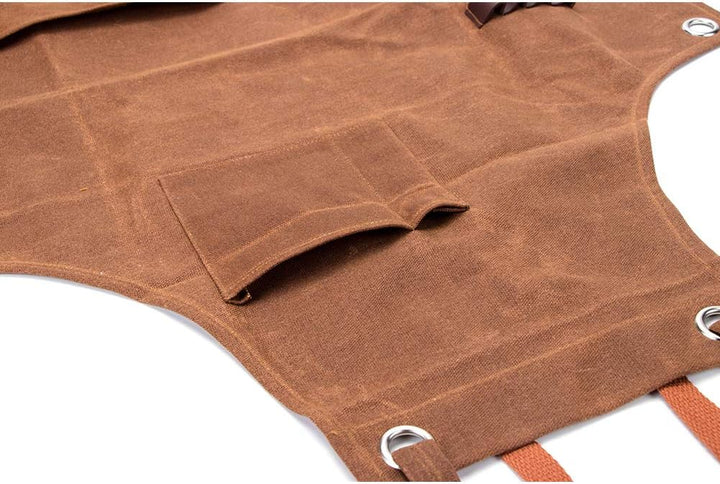 QEES Arbeiter Werkzeug- Tool- Schürze Canvas Einstellbare Arbeitsschürze mit 3 grossen Taschen für I