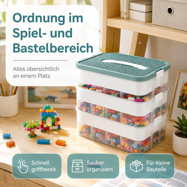 JMIATRY Aufbewahrungsboxen mit Deckel 30.5x23x32.5 cm, 3 Stufen Boxen Aufbewahrung Transparent Sorti