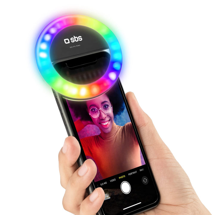 SBS Mehrfarbiger LED-Ring für Smartphone, Blitzlicht mit Intensitätseinstellung, für TikTok, YouTube