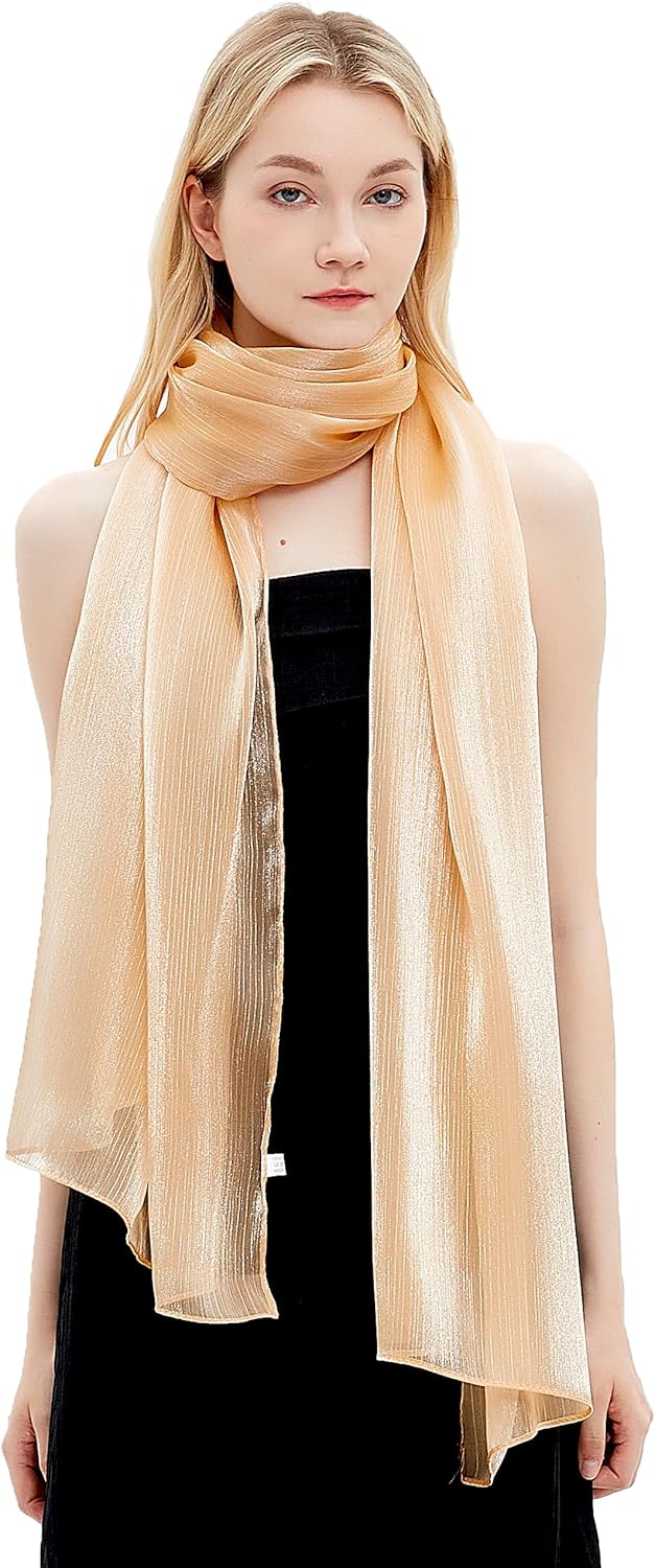 Gragengs Damen Schals und Wraps für Abendkleider Leichte Sheer Crepe Tücher Shimmer Hochzeit Party S
