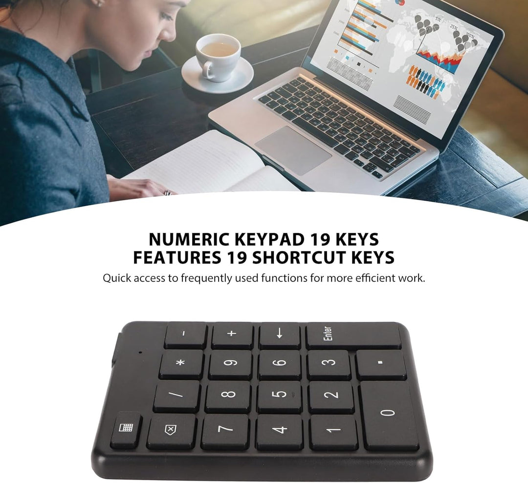 Vikye Bluetooth-Nummernblock, 19 Tasten, Bluetooth 5.1, Kabelloser Ziffernblock, Tragbarer, Batterie
