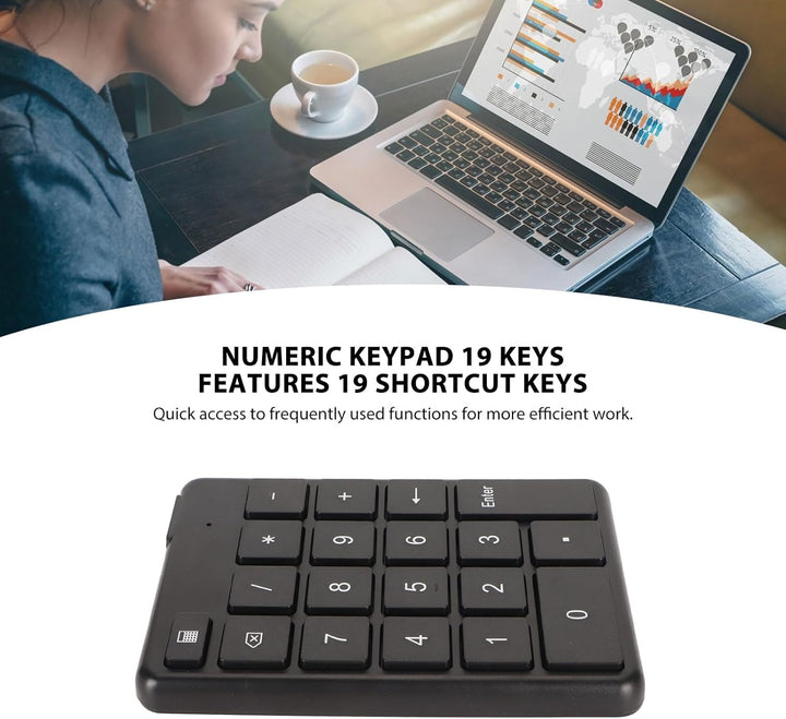 Vikye Bluetooth-Nummernblock, 19 Tasten, Bluetooth 5.1, Kabelloser Ziffernblock, Tragbarer, Batterie