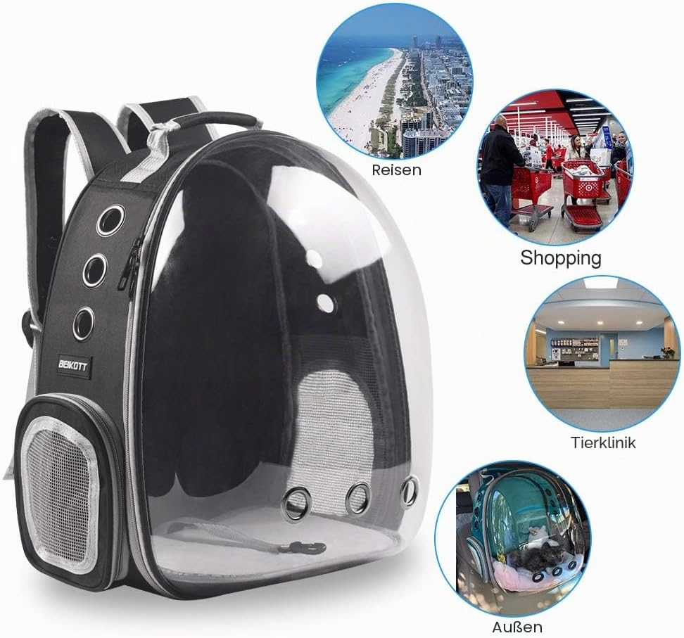 BEIKOTT Katzenrucksack Tragetasche, Hunderucksack, Haustier-Bubble-Rucksack für kleine Katzen, Welpe