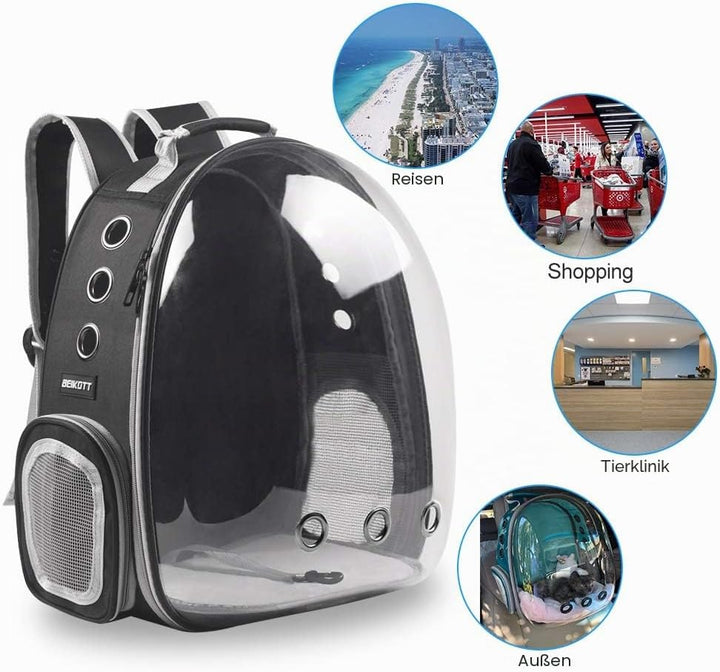 BEIKOTT Katzenrucksack Tragetasche, Hunderucksack, Haustier-Bubble-Rucksack für kleine Katzen, Welpe