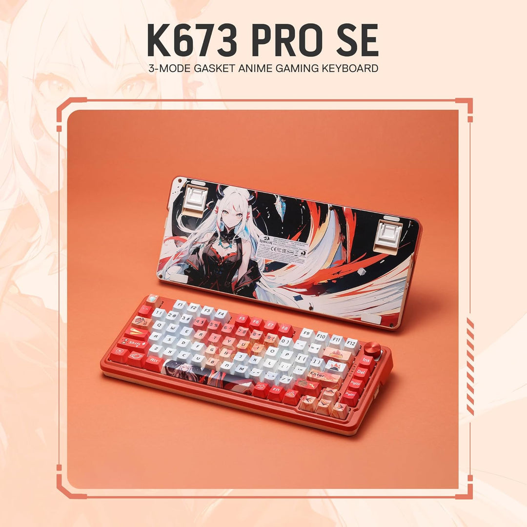 Redragon K673 PRO SE 75% 81 Tasten Kabellose Gasket RGB-Gaming-Tastatur, 3-Modus-Anime-mechanische T