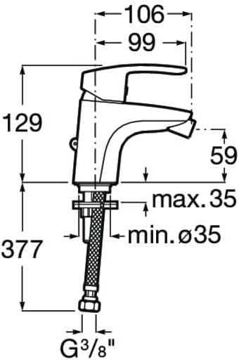 Einhebelmischer für Bidet mit versenkbarer Kette von Roca A5A6198C00