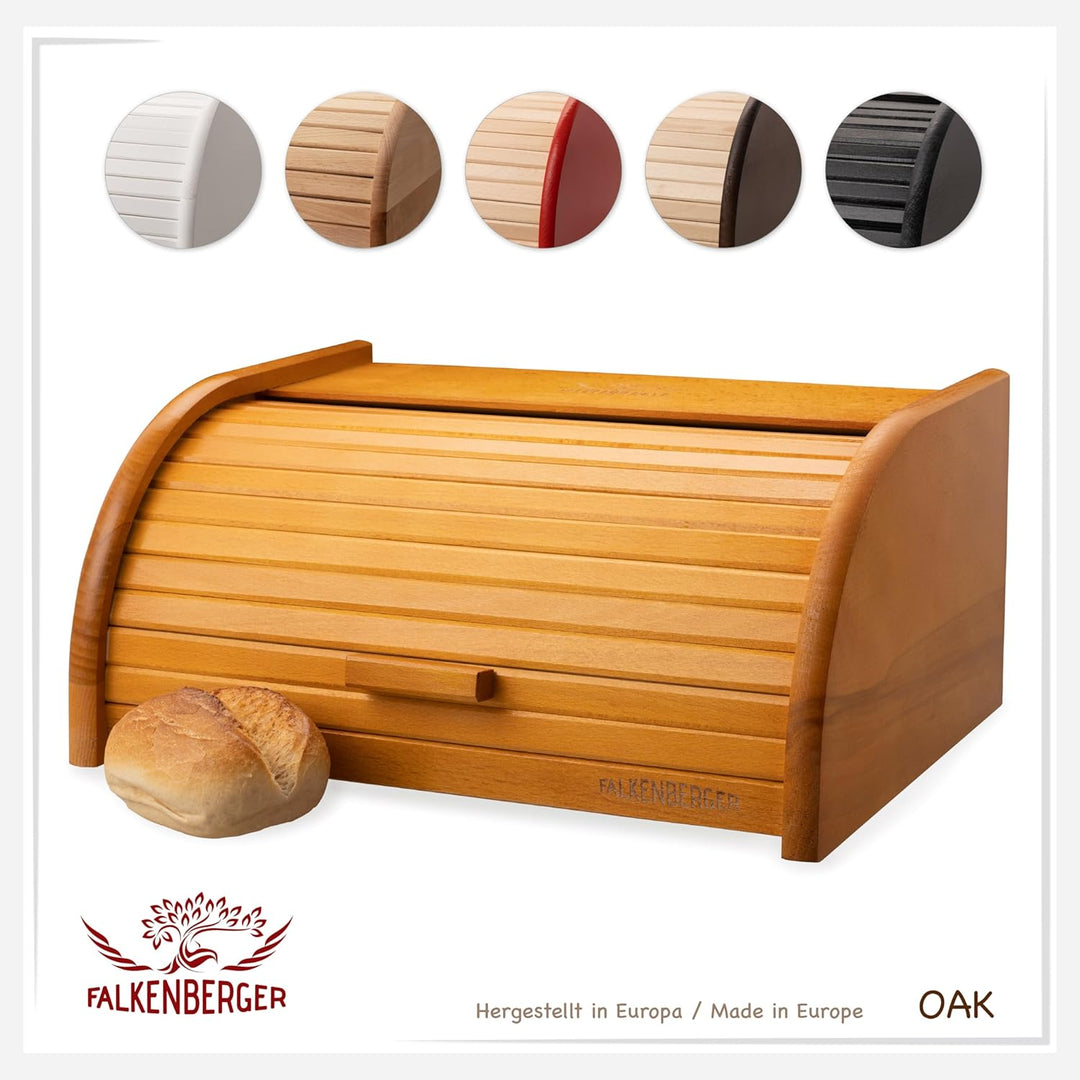 Brotkasten aus Buchenholz ca. 39x29x18cm Rollbrotkasten traditionell Brotbox mit Roll-Deckel Handmad