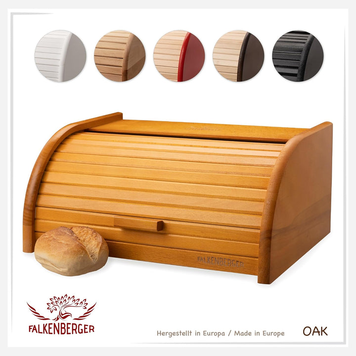 Brotkasten aus Buchenholz ca. 39x29x18cm Rollbrotkasten traditionell Brotbox mit Roll-Deckel Handmad