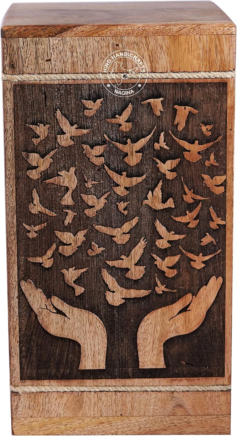 Betende Hand Holzurne für menschliche Asche Erwachsene Gross - Baum des Lebens Urne für Asche - Buri