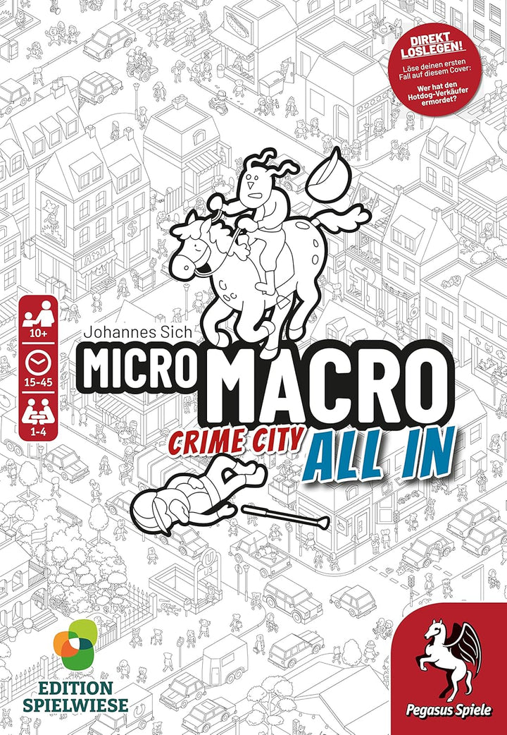 Pegasus/Spielwiese 59062G MicroMacro: Crime City 3 – All In (Edition Spielwiese), Schwarz-weiss-metr