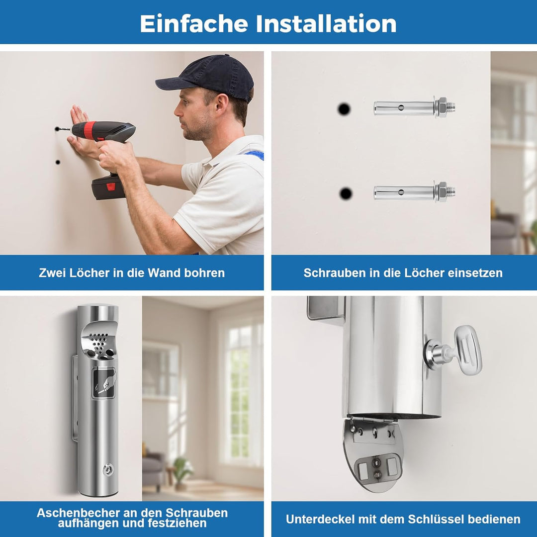 Mülleimer Wandmontage aus Edelstahl, Vertikaler Tubular öffentliche Küchenabfalleimer, Wandmontierte