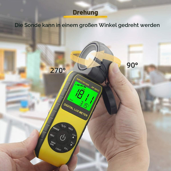 AOPUTTRIVER Digital Luxmeter, Belichtungsmesser, Tragbare Photometer AP-881D Lichtmesser mit Bereich