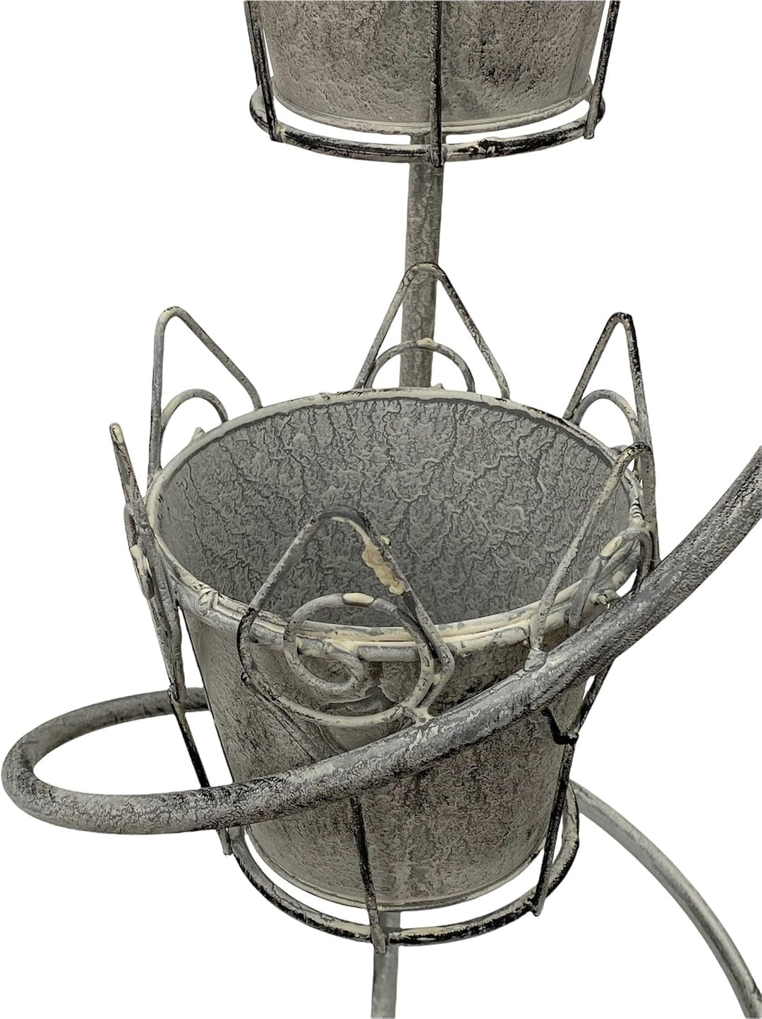 DanDiBo Blumentreppe Innen Metall Weiss Grau Rund 75 cm Blumenständer mit 3 Töpfe 96131 Blumenstände